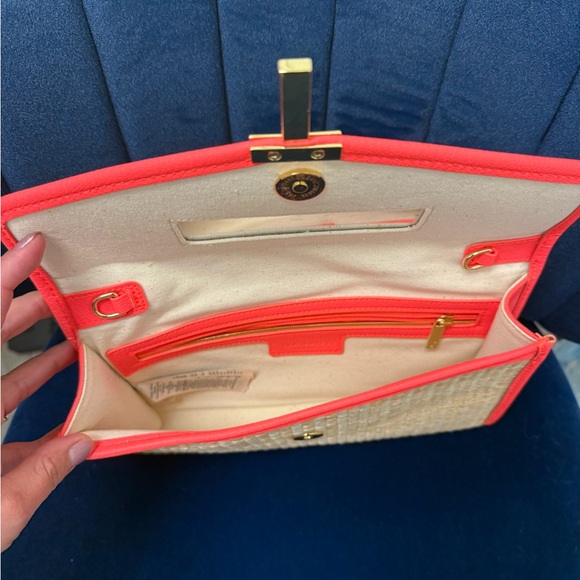 Ted Baker Arthea Orange Trimmed Straw T Clutch - Picture 7 of 10